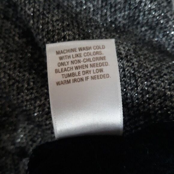 Christopher Banks Tunic Top Womens Large Black Gray Silver Metallic Side Front Z - Picture 12 of 12